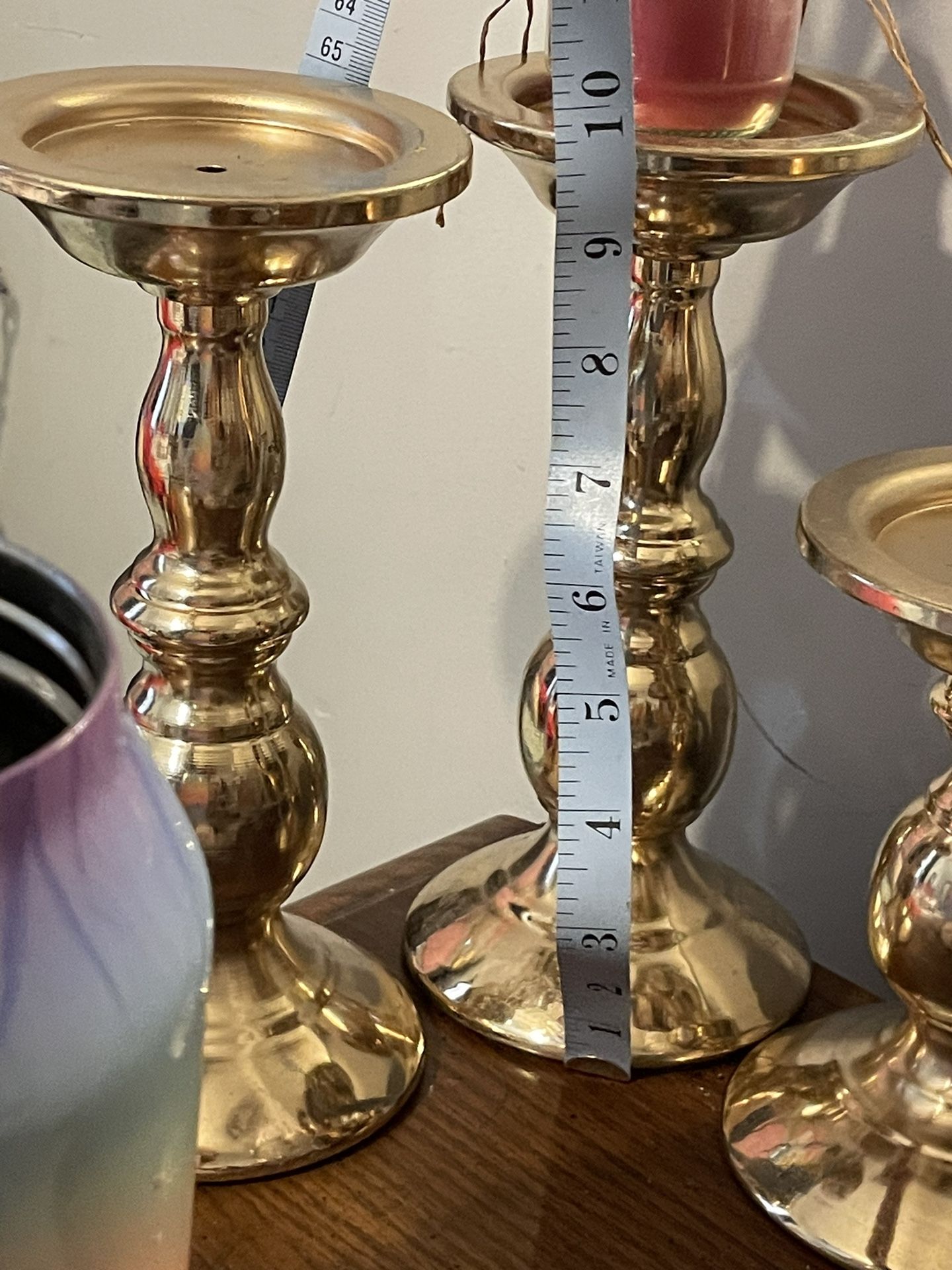 Three Gold Candle Holders