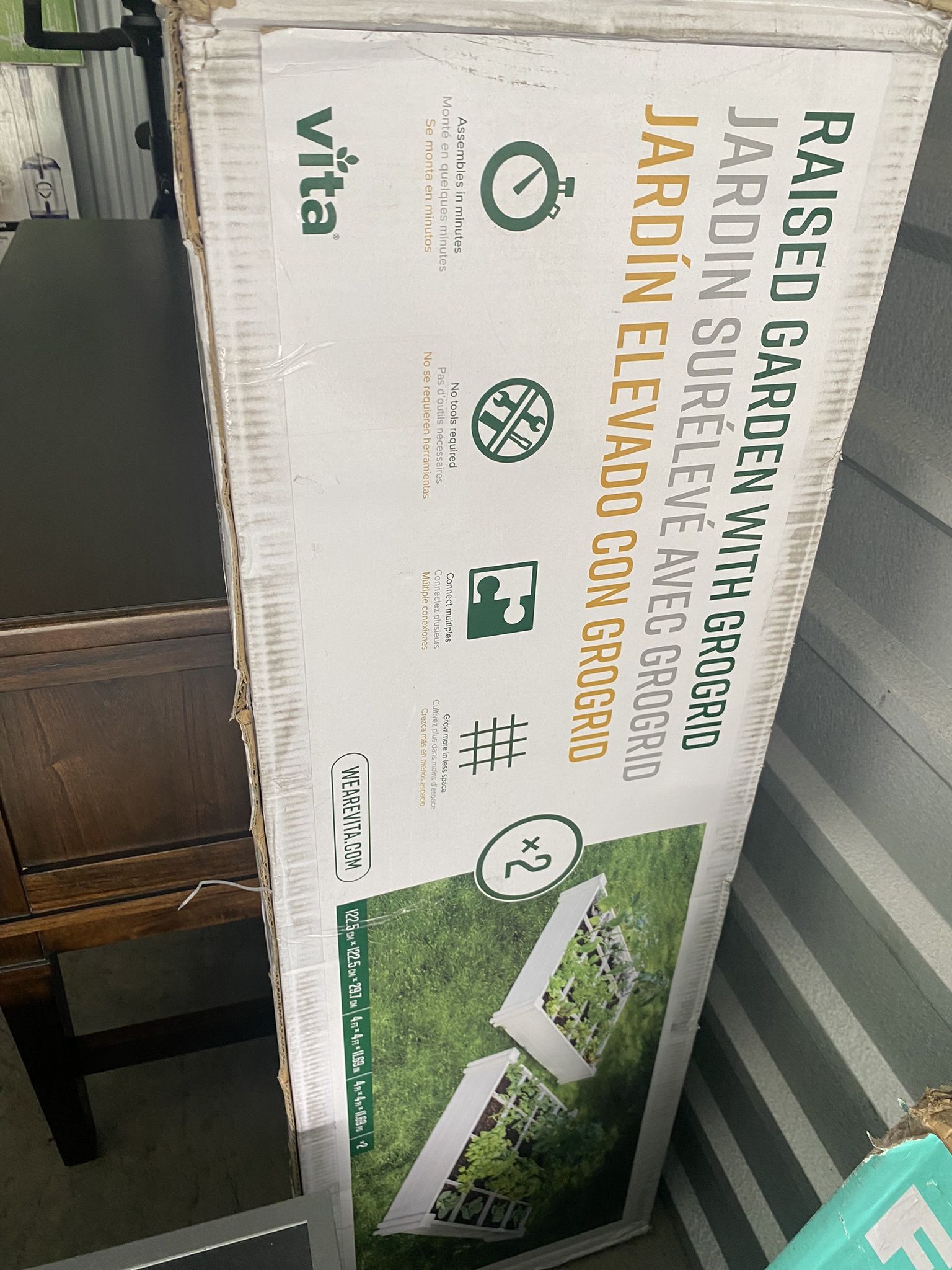 Vita White Vinyl Raised Garden Bed, 2-pack(last Set Available)