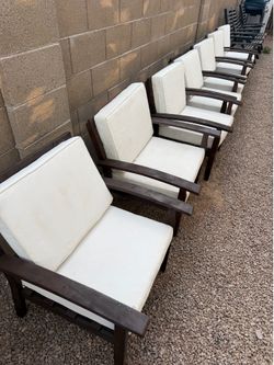 7 Solid Wood Chairs with Cushions