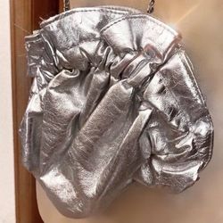 Women’s ALDO Silver Clam Shell Clutch Purse