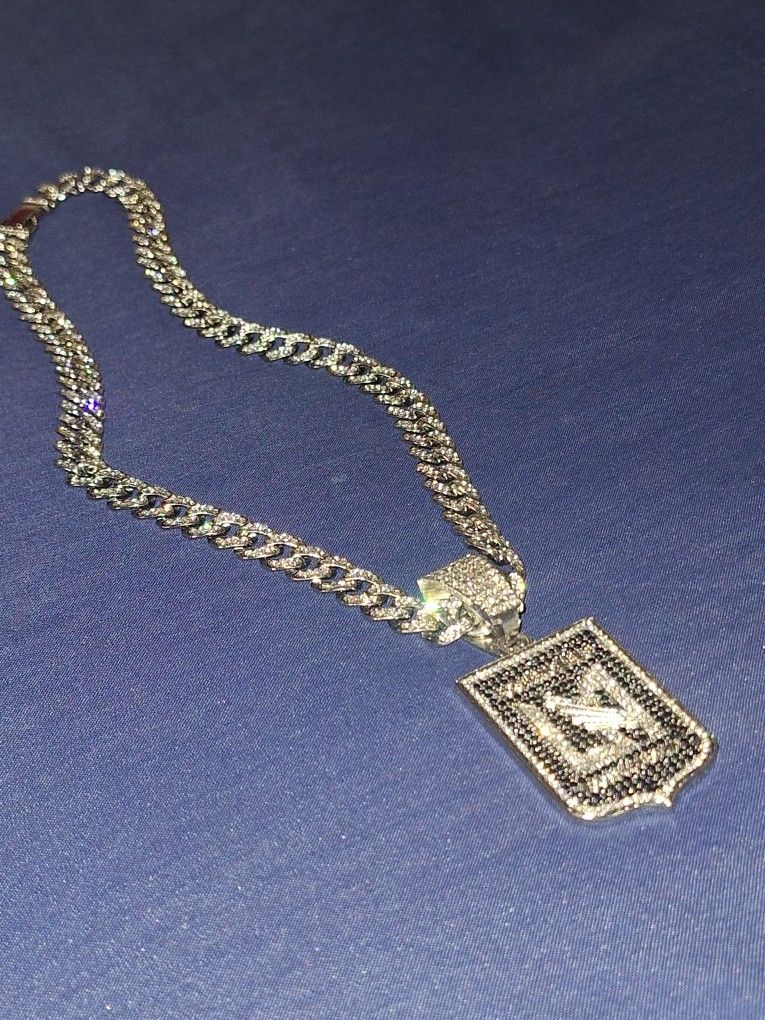 LAFC Iced Out Rhinestone Pendant Necklace