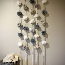 ISLAND BREEZE | Bohemian pom-pom macrame wall hanging