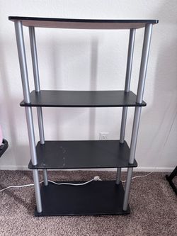 Furinno Storage Shelves, 4-Tier - Black and Gray