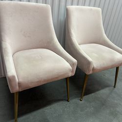 Two Light Pink Cushion Chairs