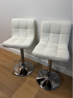 White Faux Leather Bar Stools Set of 2