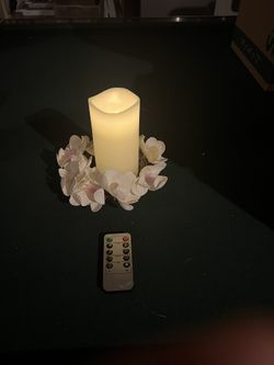 Battery Operated Light Up Candle With Remote And Flower Ring 