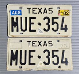 Vintage Texas License Plates 1975