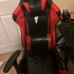 Black And Red Gaming Chair And Desk