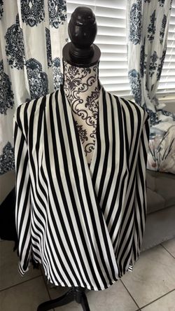 Black and White Striped Wrap Top