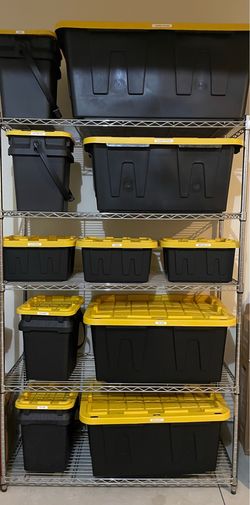 Moving Sale! HDX Heavy-Duty Storage Tote Bundle — 22 Containers — Black & Yellow $125 OBO — Priced to Sell as a Set