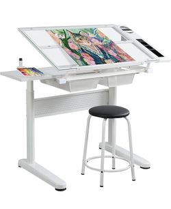 Art desk for sale: Glass Drafting Table Art Desk - Adjustable Professional Artwork Drawing Drafting