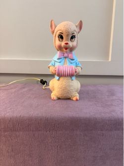 VTG 1960’s Nan San blow mold Lamb W/ Accordion Night Light Figurine Decor Rockland Mass. USA.