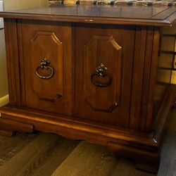 vintage wood fold-out dry bar or server console cabinet by Lane