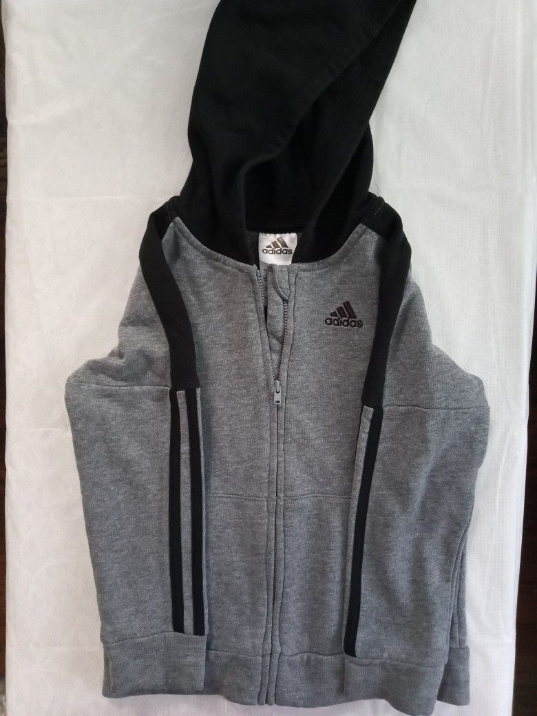 ($5)_Adidas gray & black. children's_(size 6). Hooded jacket & front zipper. Thanks 
