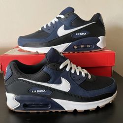Men's Nike Air Max 90 Shoes- Midnight Navy/Black/Gum - Size 8