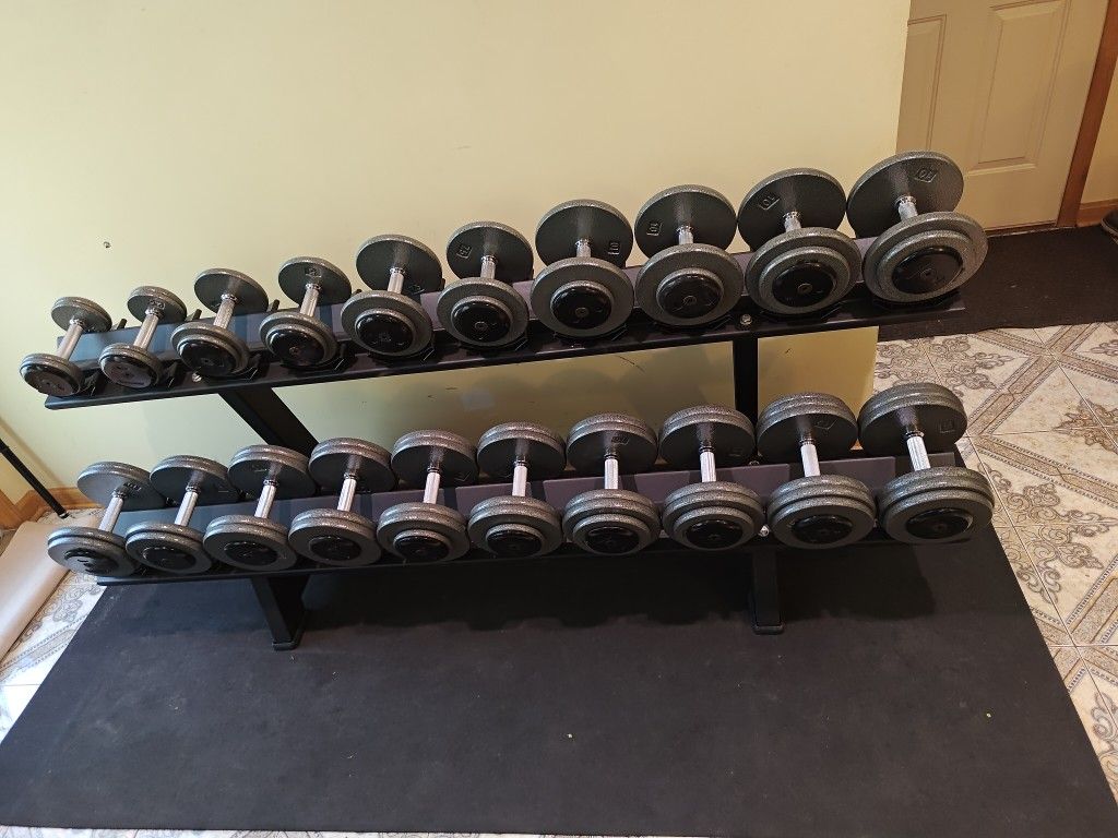 Brand New 15lb Thru 60lb Prostyle Dumbbell Set With Rack