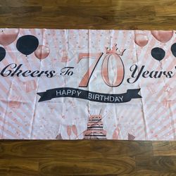 Pink 70th Birthday Backdrop