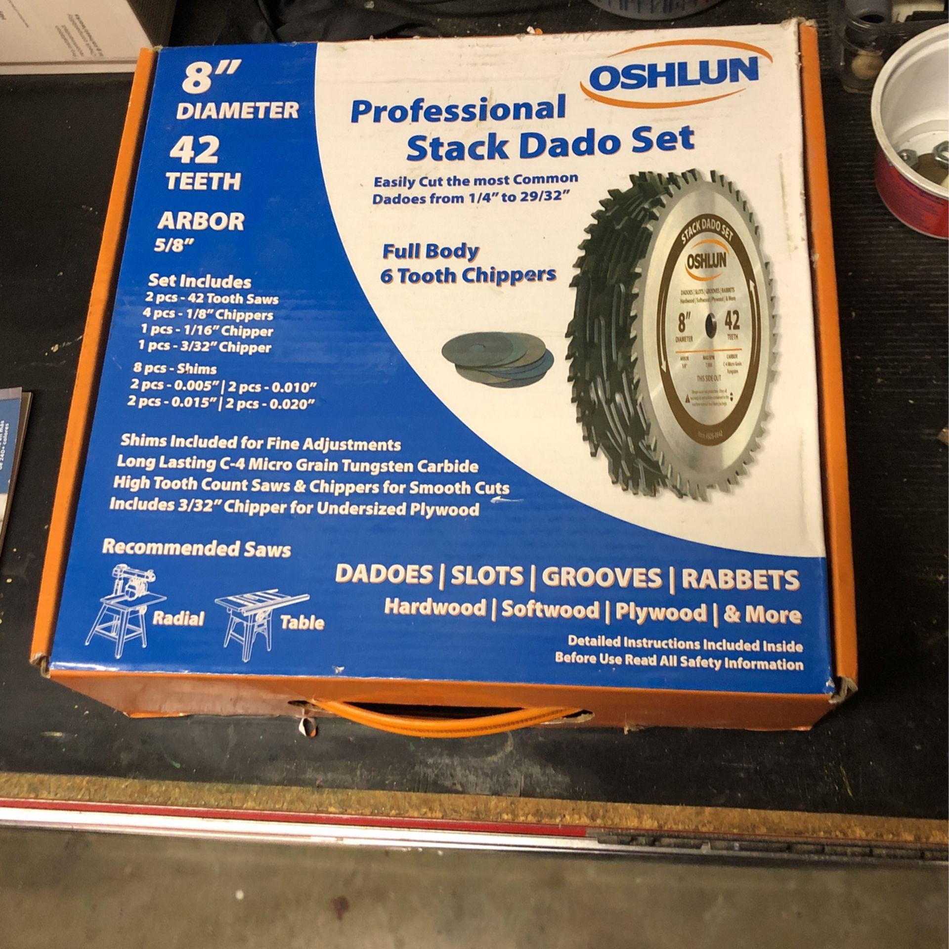 Oshlun 8 Inch Dado Set /New