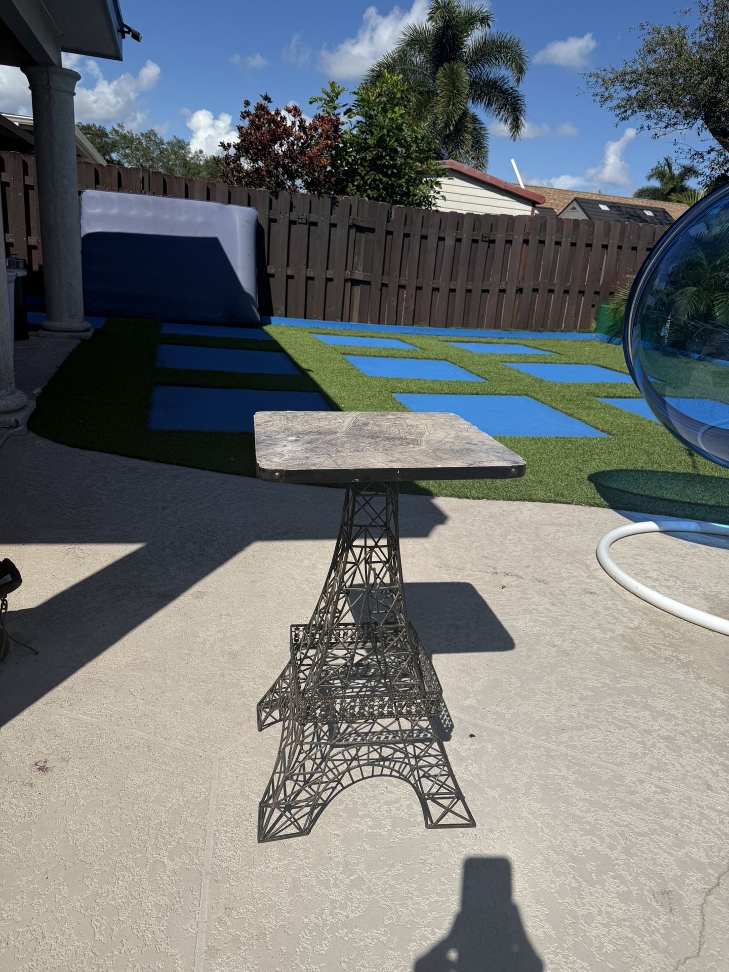 Eiffel Tower Accent Table Metal Base with Wood Top