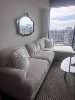 White Boucle Sectional Couch