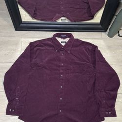 Y2K 2000s Izod Corduroy Button Up Long Sleeve