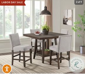 Hester Brown Counter Height Dining Table With Lazy Susan