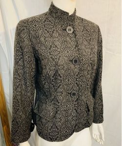 Coldwater Creek Gray Black Petite 10 Wool Blend Blazer Jacket
