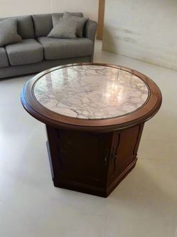 Hexagonal Marble Top Round Cabinet/Table