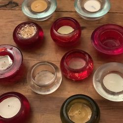 Group Of 12 Small Glass Tea Light Candle Holders