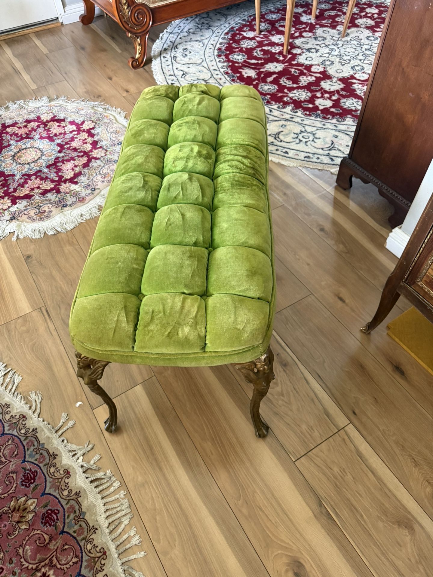 Vintage Velvet Chesterfield Bench