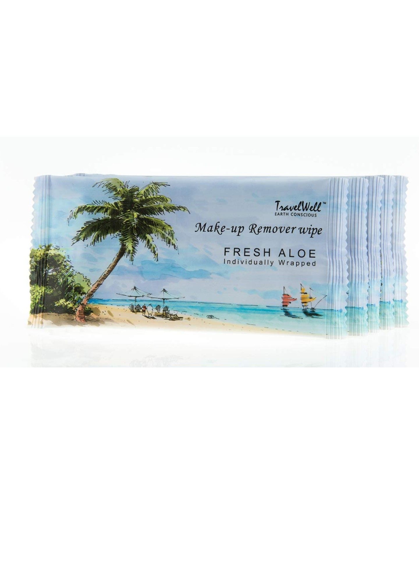 TRAVELWELL - 100 Fresh Aloe Individually Wrapped Makeup Remover Cleansing Travel Wipes