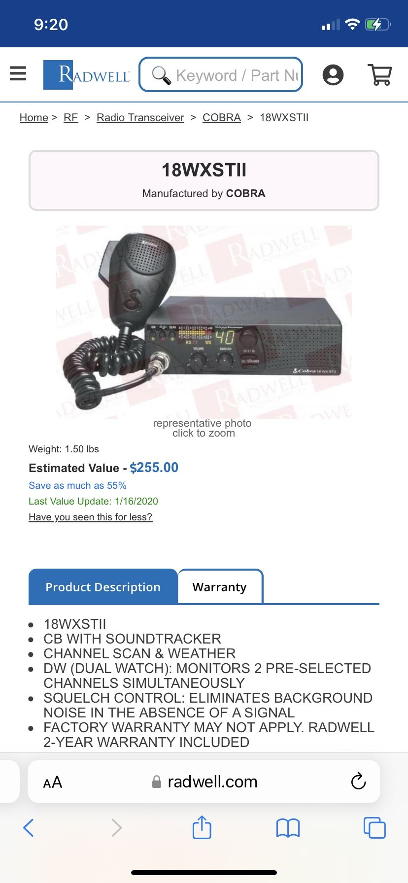 Cobra 18wxstii CB Radio
