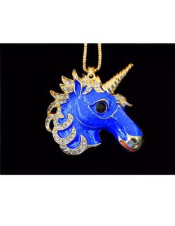 Crystal Glitter Blue Unicorn Necklace