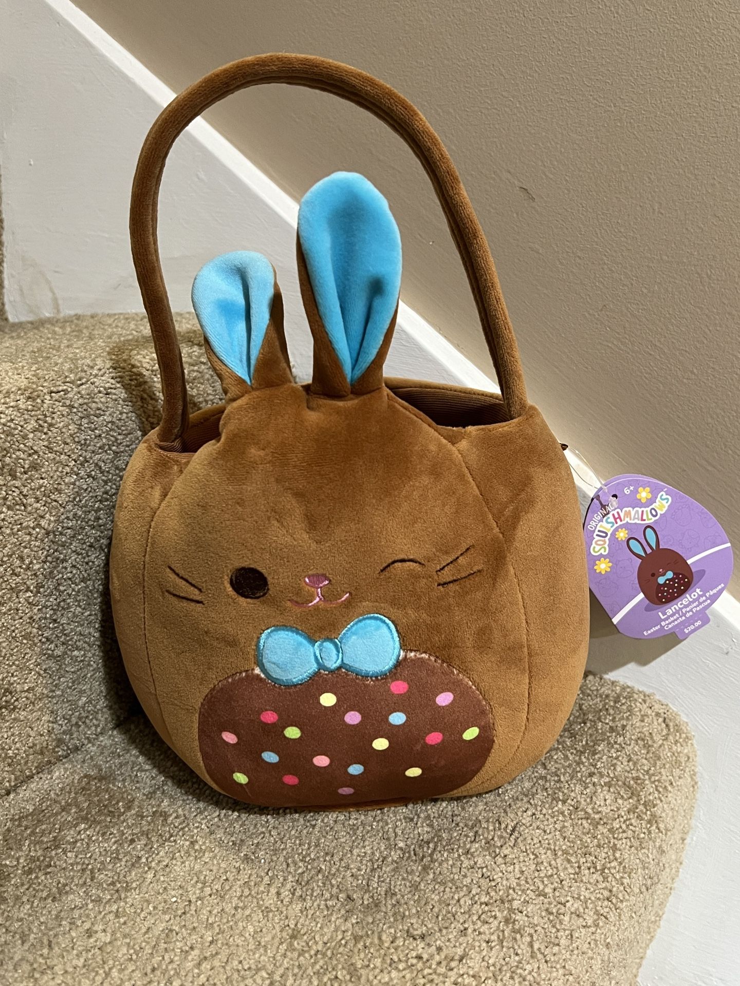 Squishmallow 8" Lancelot The Chocolate Bunny Easter Basket NWT