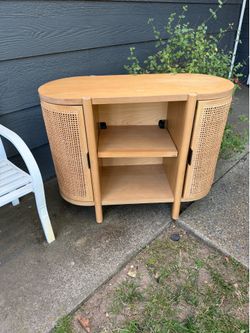 Portola caned console table