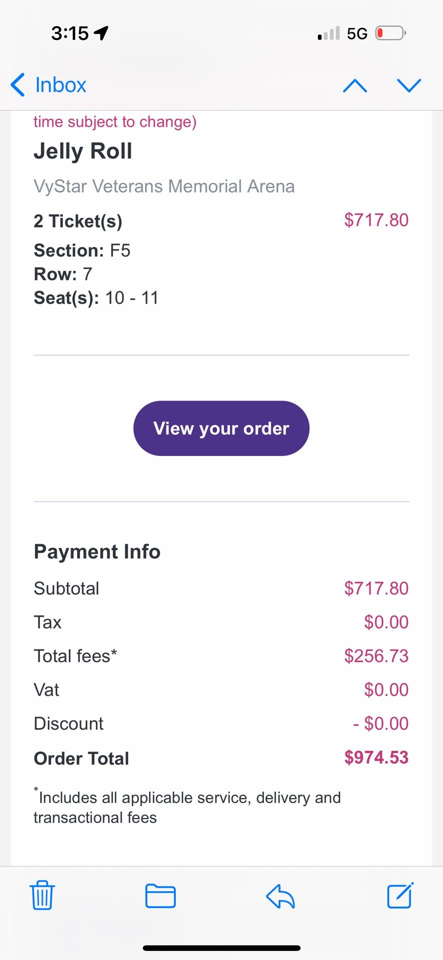 Jelly Roll 11/29 (2 Tix) Great Seats