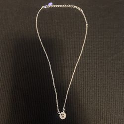 21” Silver Toned Necklace With “K” Pendant 