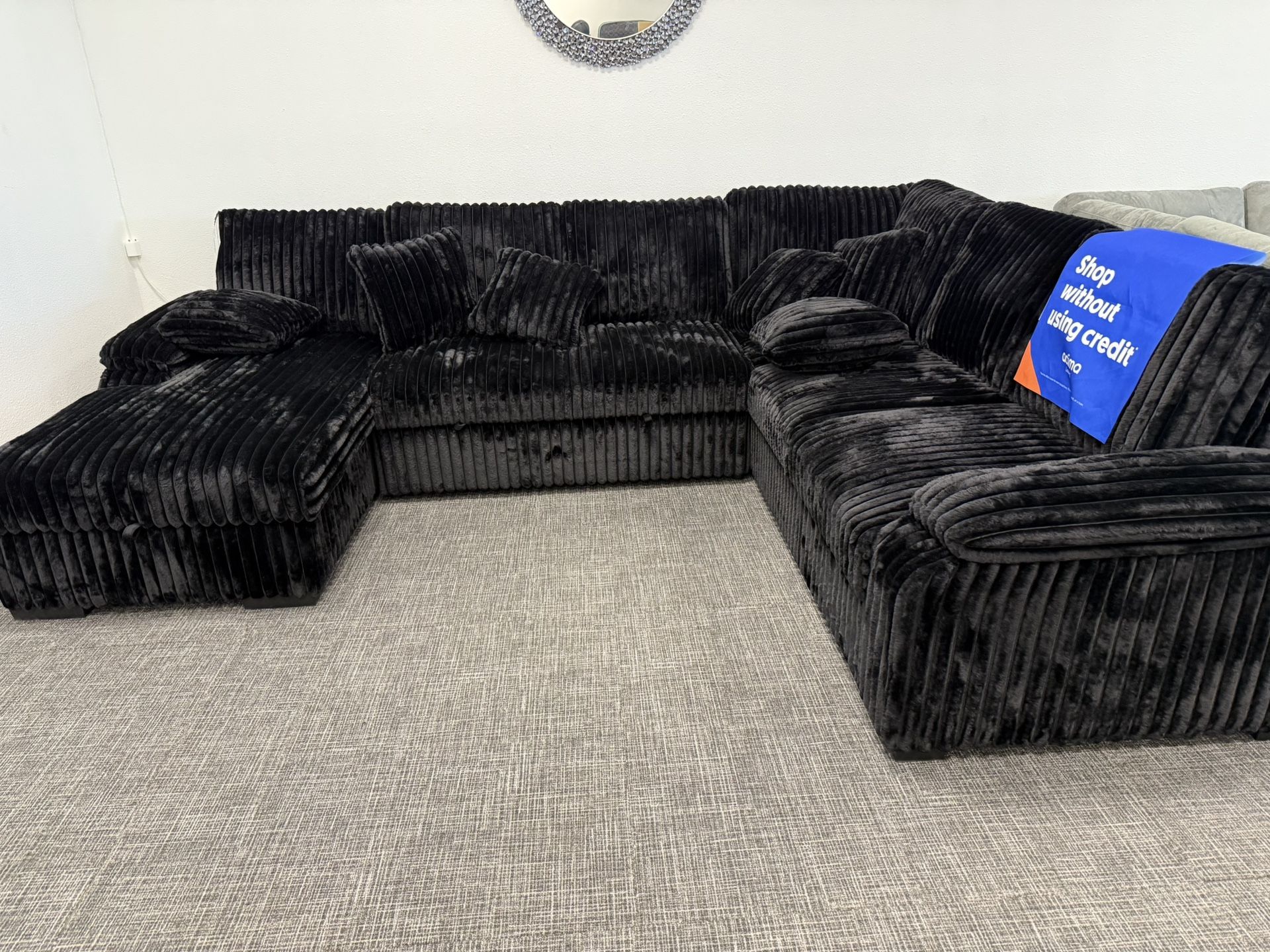 Huge Black Sectional Sleeper W/ Storage Chaise - EZ $10 Down Payment Options Available