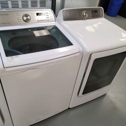 New Samsung 4.5cu Ft Top Load Washer And Used Gas Dryer Set 
