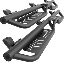 Running Boards Compatible with 2018-2027 Jeep Wrangler JL JLU 4-Dr Built-in Rock Slider & Side Step 2-in-1 Design | Heavy-duty Steel Nerf B