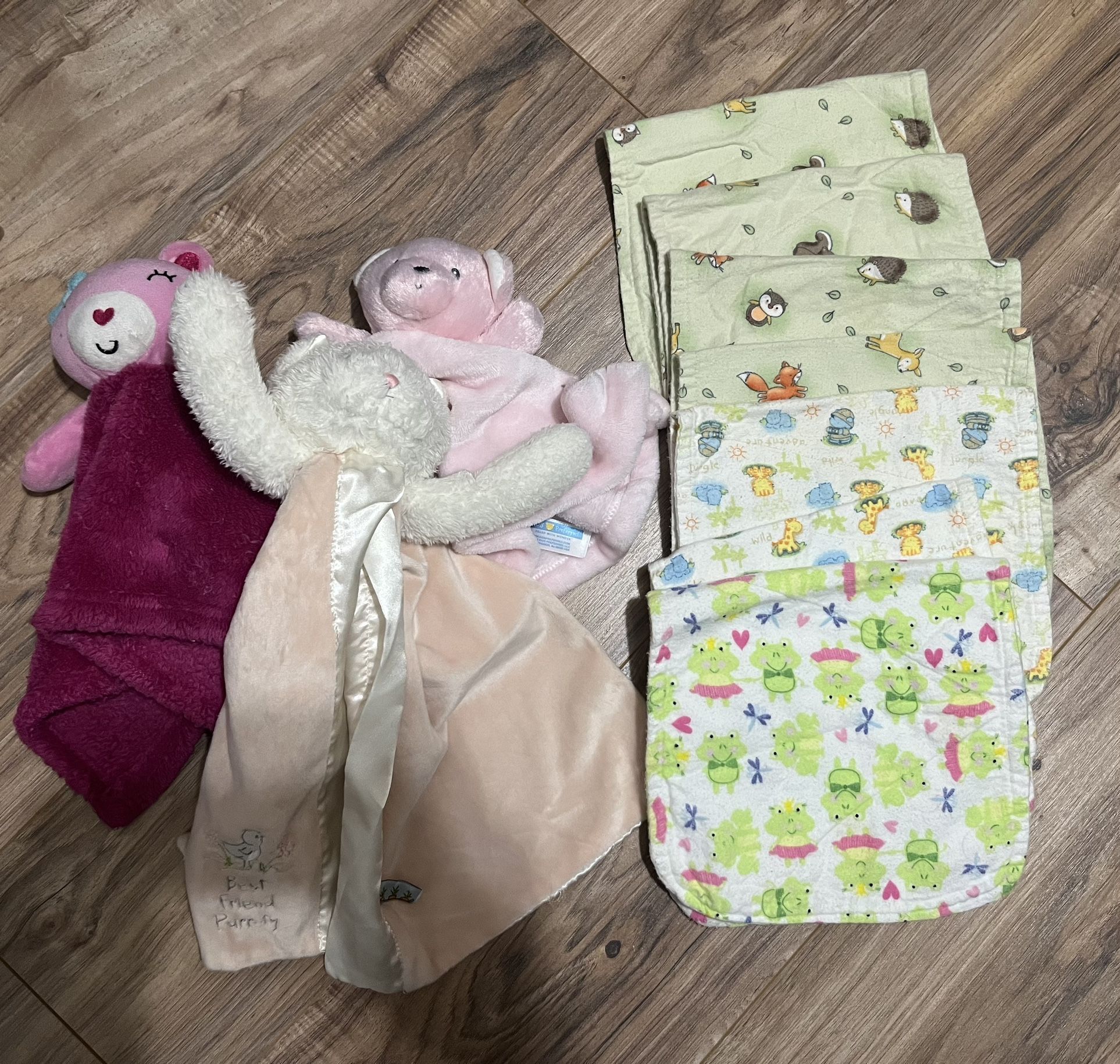 Baby Burping Cloth Girl Blanket Bunnies Lot Preowned Infant Nursing