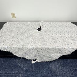 White Iridescent Sequin Tree Skirt – Elegant Holiday Decor