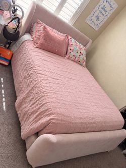 Baby Pink Soft Full Size Bed Frame