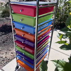 Rainbow Plastic Drawer Metal Craft Storage Rolling Cart