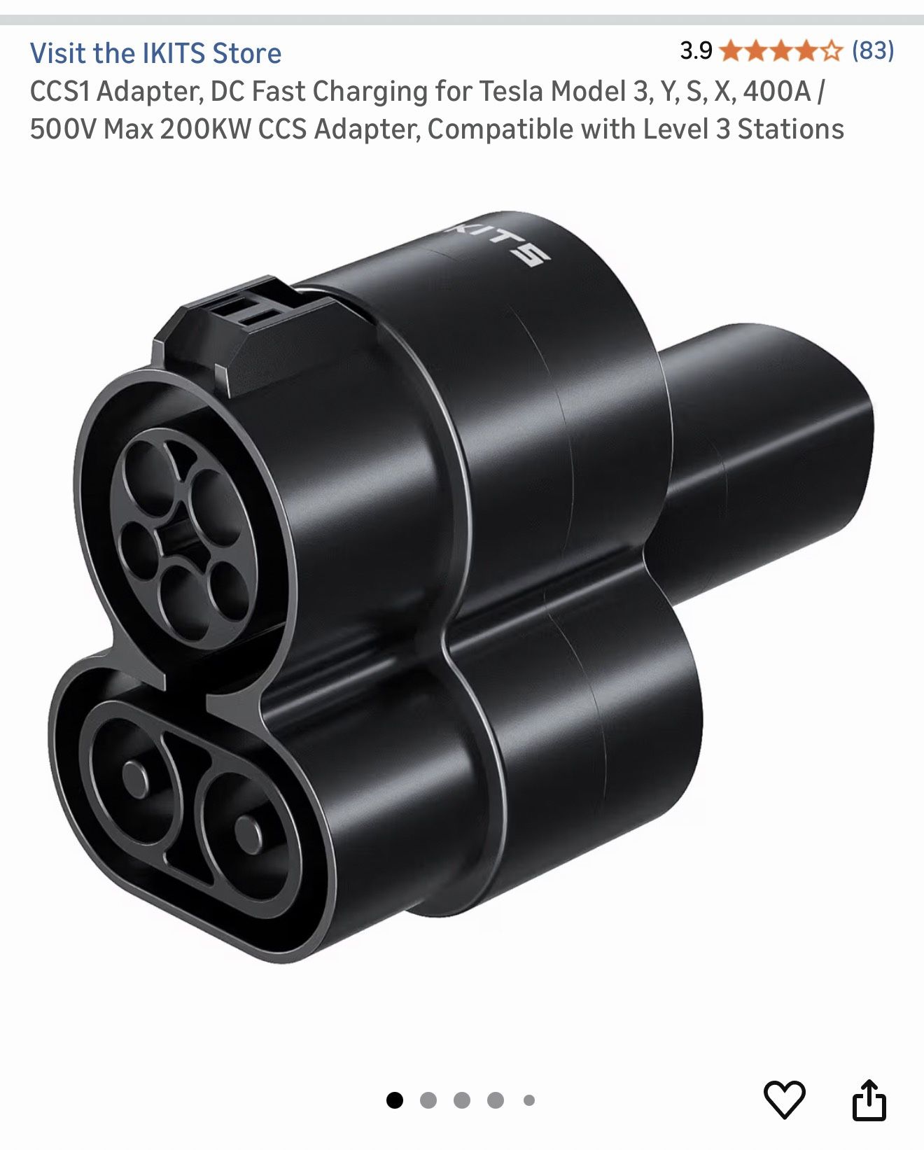 DC Fast Charging for Tesla Model 3, Y, S, X, 400A / 500V Max 200KW CCS Adapter, Compatible with Level 3 Stations