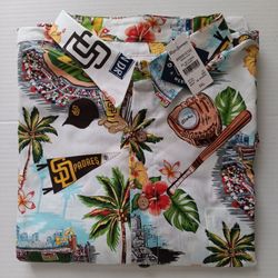 Size 3XL Padres Reyn Spooner Scenic Logo Button-Up Cotton Shirt White