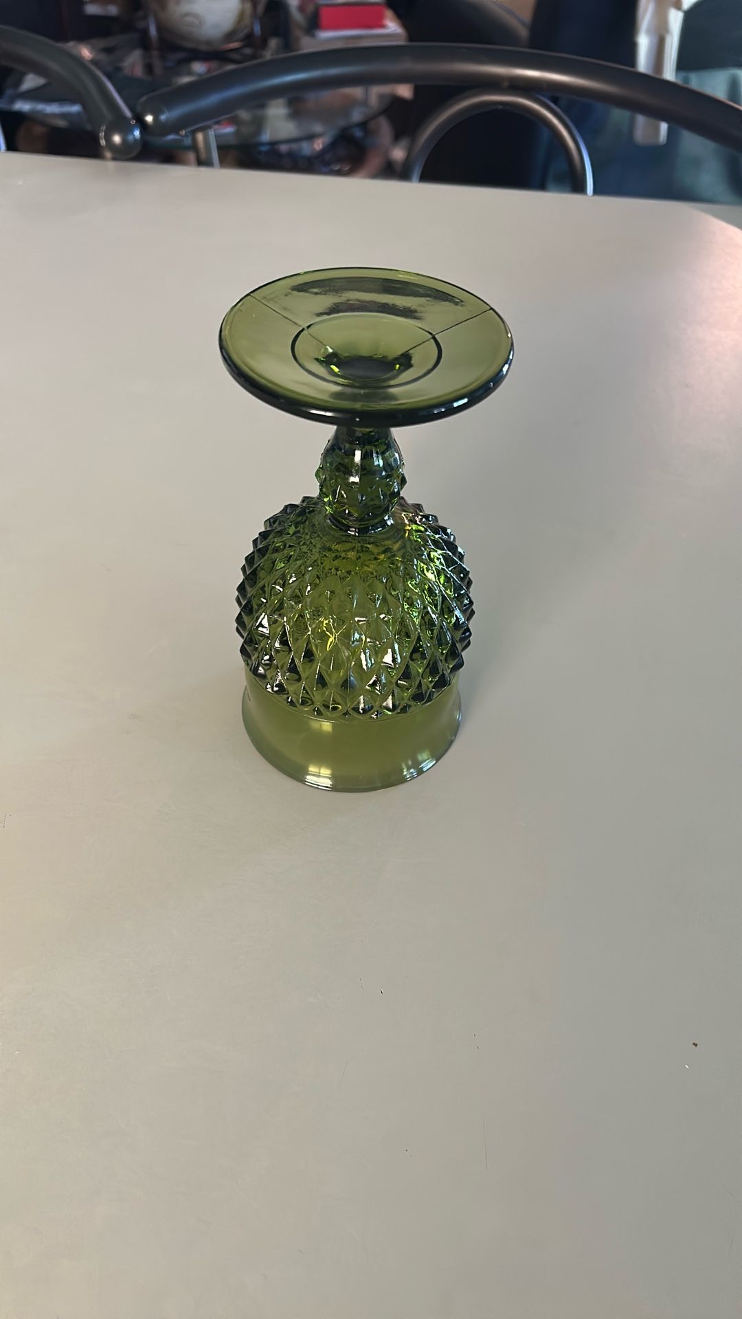 Vintage Indiana Glass Dark Green Diamond Point