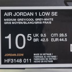 Nike Air Jordan 1 Low SE Patent Cool Grey SZ 10.5