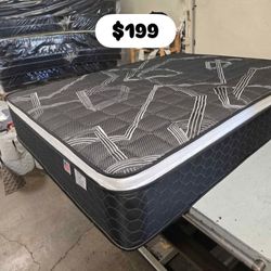 Black series euro pillow top 12” medium firm mattress New Queen sizes  Mattress only $199 Mattress with box spring $260 Delivery $30 All sizes availab
