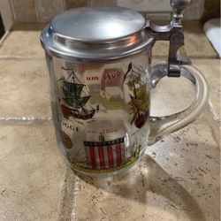 Vintage Glass Beer Stein 